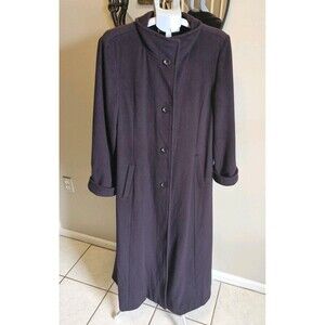 Liz Claiborne Lambswool Long Maxi Coat Womens 12 Purple Minimalist Tailored Vtg